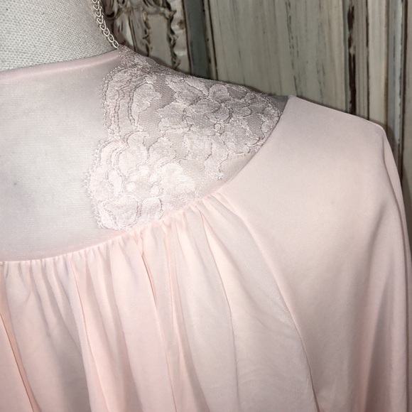 Shadow Line VINTAGE Soft Pink Lace and Embroidery Crop Sleeve Bed Jacket Size S - Picture 9 of 11